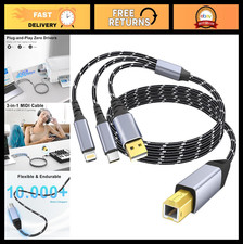 High-Speed USB C  USB-A to USB-B Printer Cable, Nylon Braided 3.3FT for Scanner