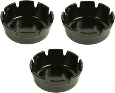 Set of Three Black Plastic Ashtrays-Deep Well-Resturant/ Bar-4''Diameter