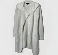 Women’s 3 Sisters White Fuzzy Open Front Cardigan Size S