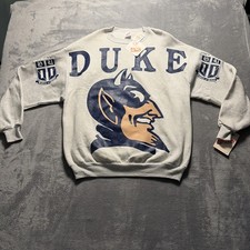 NWT VERY RARE Vintage Duke Blue Devils Large Over Print Crewneck Men's XL USA