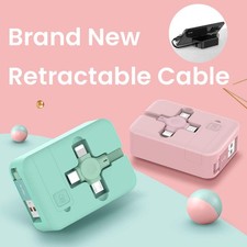 4 In 1 Retractable USB Cable Creative Macaron Type C Micro Cable For I Phone Wit