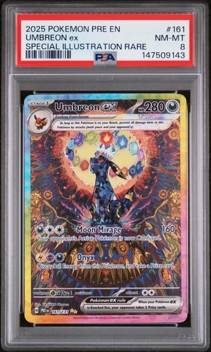 2025 POKEMON PRE EN-PRISMATIC EVOLUTIONS #161 UMBREON EX PSA 8
