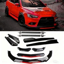For Mitsubishi Lancer Front Bumper Lip+Side Skirt+Rear Diffuser Lip+Strut Rods
