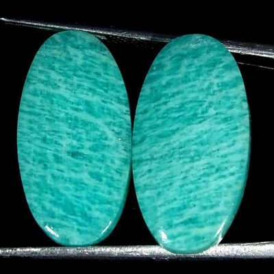19.20Cts Natural Amazonite Pair Loose Gemstone Shape Oval Size 12x22x4mm