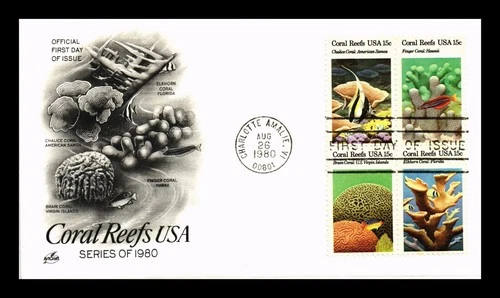 US COVER CORAL REEFS FIRST DAY ISSUE SETENANT ARTCRAFT