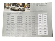 Brochure Mercedes-Benz prices price list A-Class from 01/2002, 12 pages