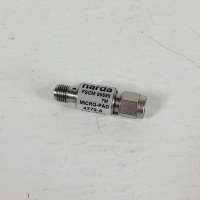 Narda 4772-6 6dB Inline Attenuator SMA 6GHz Micro Pad 2W DC Signals Directional