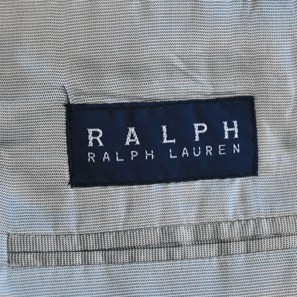Vtg Blue Label Ralph Lauren 44R 38x30 Black Stripe Wool Cashmere Mens Suit - Image 4 of 4