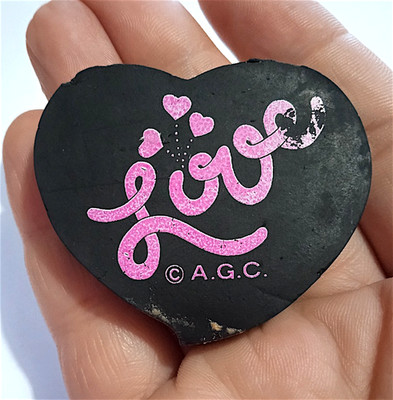 LOVE Pink 80s American G.C. Italy Rubber Eraser Eraser Black Heart