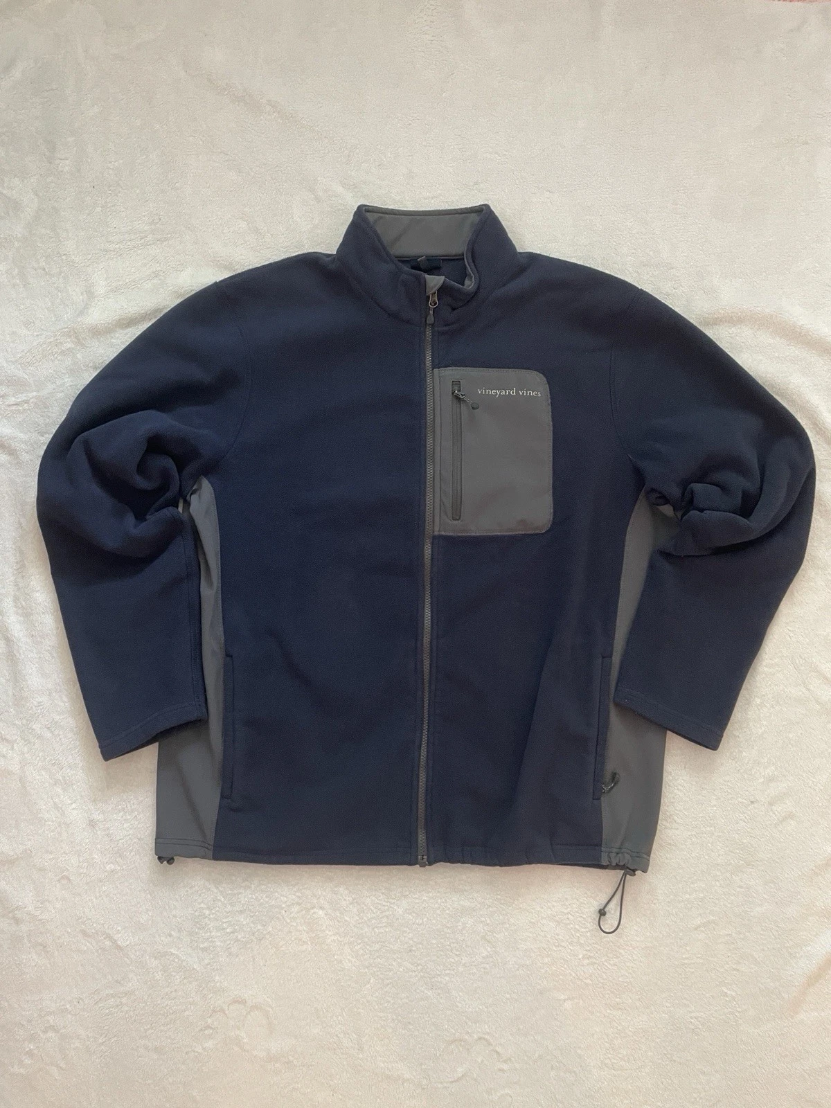 Vineyard Vines Mens Harbor Fleece Full Zip Navy Blue Jacket Size XL