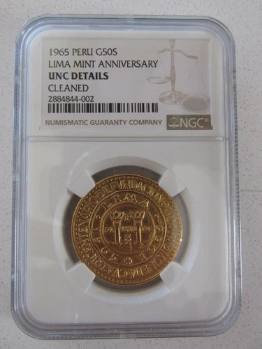 1965 Peru Gold 50 Soles "Lima Mint Anniversary" NGC UNC Details