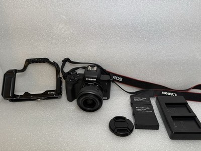 Canon EOS M50 Mark II 24MP Mirrorless Camera W/Lens + SmallRig Cage + Extras