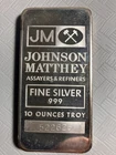 Vintage Johnson Matthey .999 JM Silver 10 Troy Ounces Fine Silver Bar