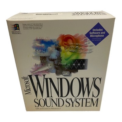 Microsoft Windows Sound System 1993 #53825 New/Open Box - Software+Microphone