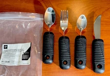 Medline Weighted / Bendable Utensils Set 4 Adaptive Eating Wider Grip Arthritis