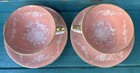 england AYNSLEY SETS OF 2 CUPS & 2 SAUCERS gold trim PINK WITH ROSES bone china — photo 2