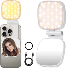 Magnetic Selfie Ring Light for MagSafe iPhone CRI95+ 700lx Foldable with Mirror