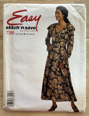 McCall's Easy Stitch 'n Save Pattern 7390 Misses  Dress Size 16-22 Uncut FF
