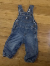 OshKosh B  gosh Vestbak Denim Overalls 12 Months Baby Blue Elastic Hem Classic