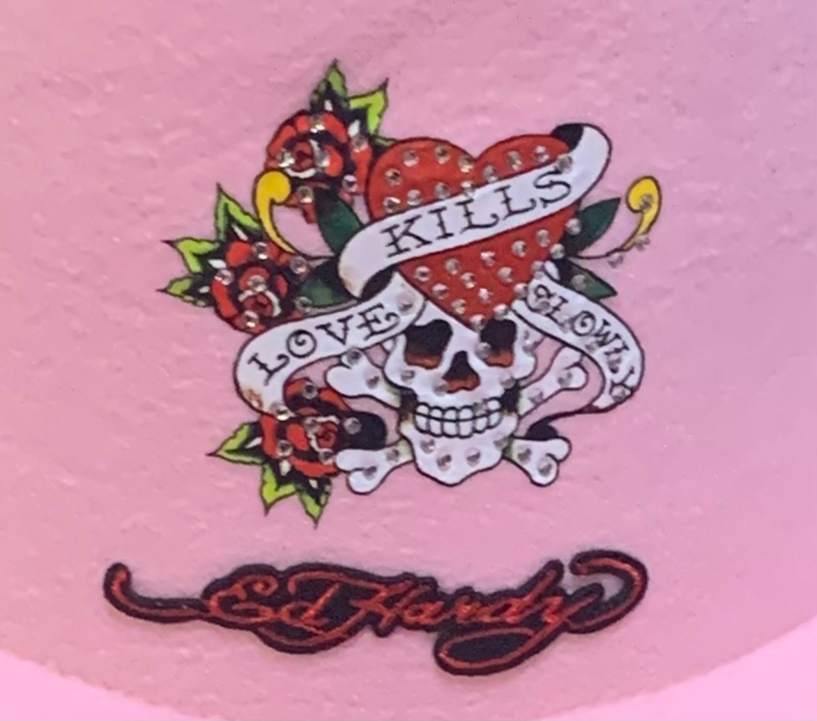 Ed Hardy Pink Cowboy Hat with Rhinestones Love Kills Slowly  display picture 2
