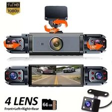 4 Channel 360° Car Dash Cam Front Rear Inside Dash Cam FHD 1080P Car Camera NEW