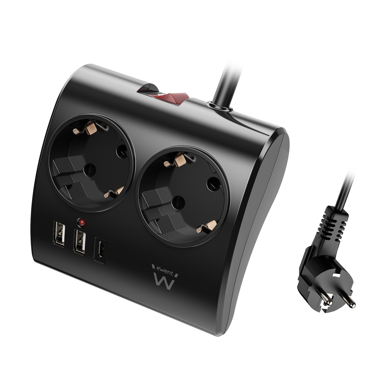 Ewent EW3871 Multipresa Smart 1.5m 3 Outlets Nero | Power Solution - 1