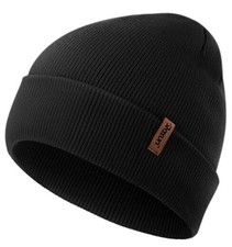 Knit Cuffed Beanie for Men/Women, Soft Warm Winter Hat Unisex Stocking Cap Black