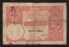 1940 10c Government of Sarawak ten cents Pick 25b  0078
