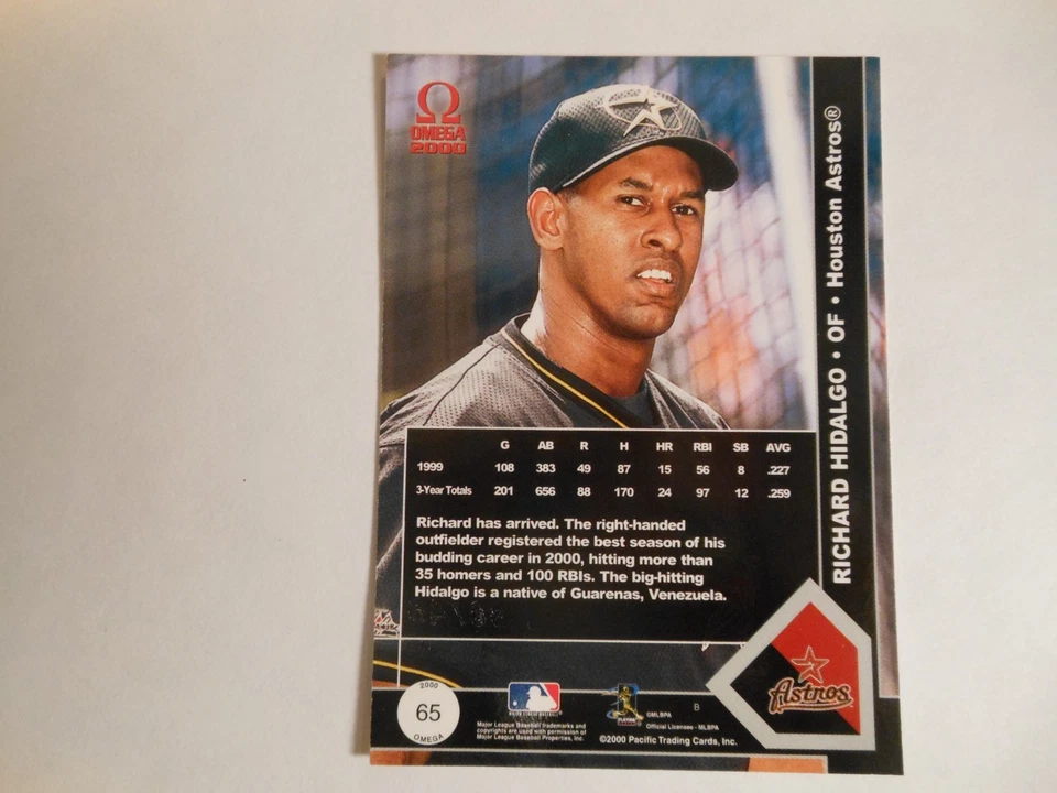 RARE 2000 Pacific Omega Copper SSP 39/45- Richard Hidalgo #65 Houston - Image 4 of 4