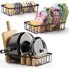 3-Pack Adjustable Lid Organizers - Large Kitchen Cabinet Organizer for Food S...