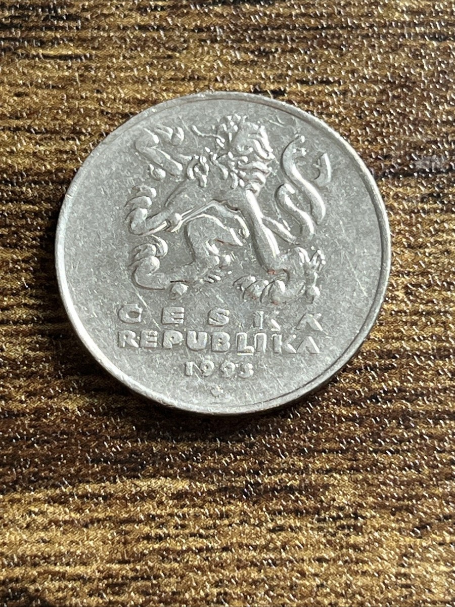 1993 Czech Republic 5 Five Czech Korun Nickel Plated Steel Actual
