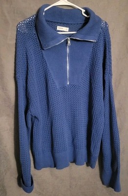 Women's Sonoma Open Stitch Quarter Zip Sweater Mythic Ocean XL  NWT