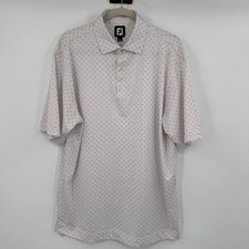FootJoy FJ Golf Polo Shirt Mens Large White Diamond Dot Pattern Short Sleeve