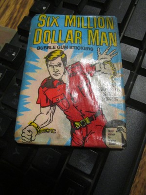 Six Million Dollar Man bubble gum stickers STILL SEALED