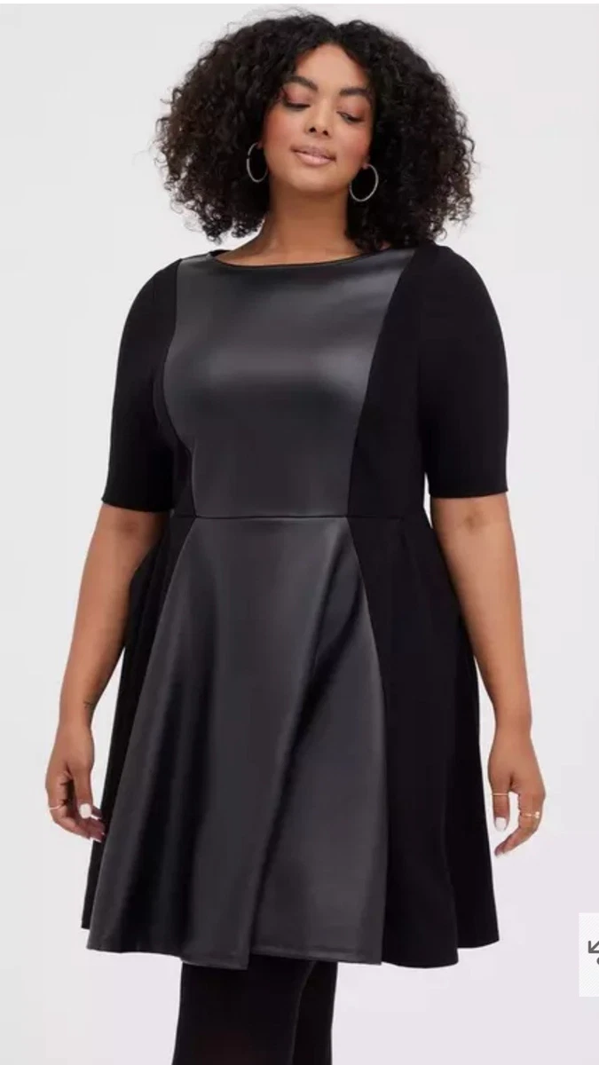 slim fit dress slacks Plus Size Faux Leather Tube Mini Dress Black / 1x main image 1