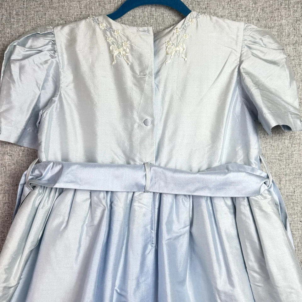Strasburg 100% Silk Embroidered Long Dress 10Y Blue Formal Holiday Flower Girl - Image 4 of 4