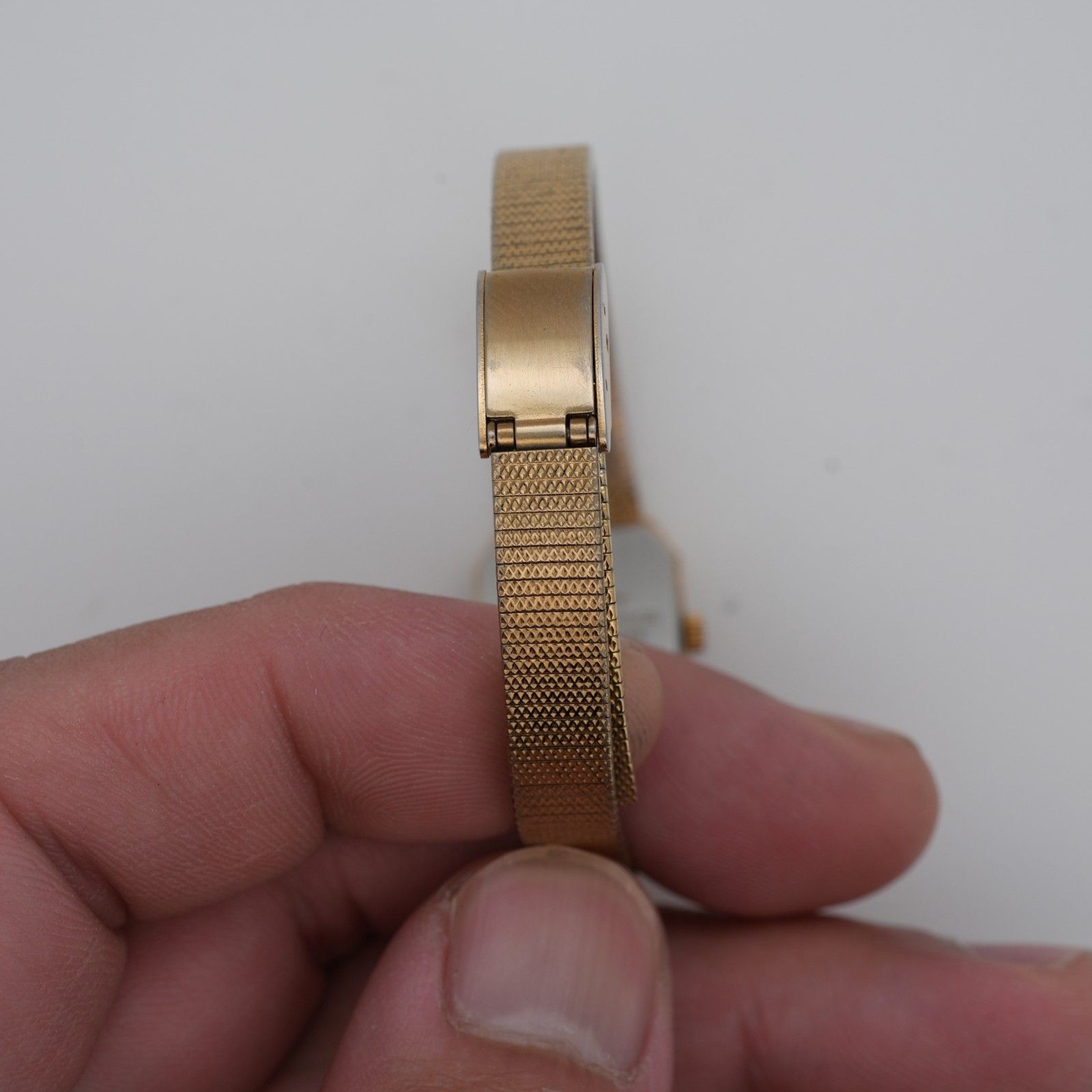 Timex Quartz Gold Tone Rectangular Watch 16mm Vin… - image 9
