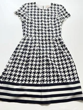 Brooks Brothers Red Fleece 100% Silk Blue & White Fit & Flare  Dress Sz 4