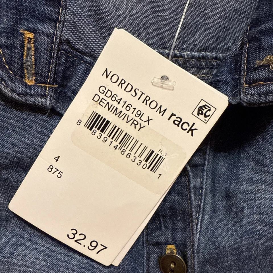 VESTIDO V-ZUNIE NIÑAS MANGA GORRA DENIM TOP MARFIL INFERIOR FORRADO Talla 4 NUEVO CON ETIQUETAS Foto 4 de 4