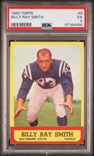 1963 Topps Billy Ray Smith #9 Rookie PSA 5 Baltimore Colts DA1040