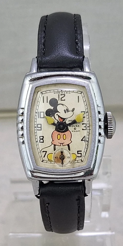1930-е Ingersoll Mickey Mouse Часы Обслуживаемые и Носимые КРАСОТА 1939 - Изображение 3 из 4