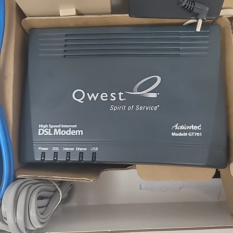 Actiontec Qwest High Speed DSL Internet Modem Ethernet Model# GT701 Complete Box - Image 3 of 4
