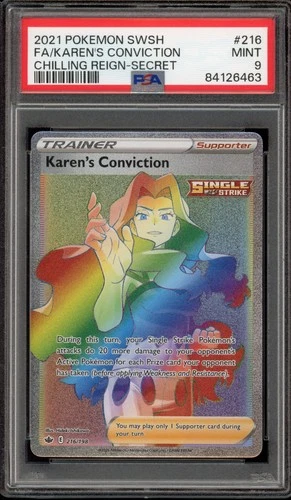 Pokemon Karen's Conviction Chilling Reign Secret Rare #216 PSA 9 Mint