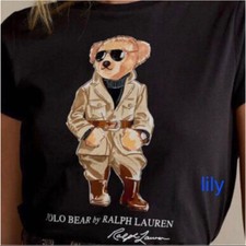 Ralph Lauren Polo Bear Women Top T-Shirt Cut And Sew Safari Limited Edition VHTF