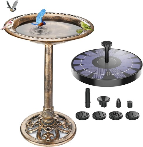 Vogeltränke mit 2.5W Solar Springbrunnen für Terrasse Gartendeko Vogelbecken