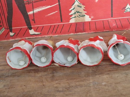 Vintage 1950s Christmas Japan Choir Boy Bell Set Of 7 Porcelain Ornaments 2.25” - Picture 14 of 18