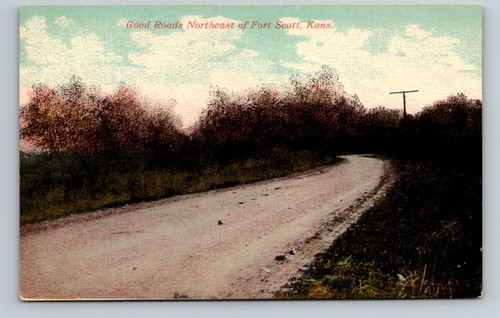 Postkarte Gute Straßen nordöstlich von Fort Scott Kansas KS Szene antik