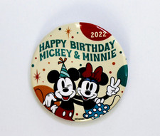 Disney Happy Birthday Mickey & Minnie 2022 Button Pin NWOT