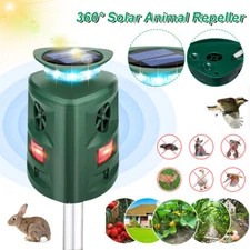 360° Solar Animal Repeller Ultrasonic Sensor with Flashing LED Lights Waterproof