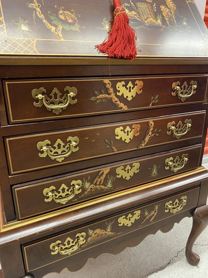 Gabinete de jaspe 214 antiguo escritorio de secretaria de madera frutal/oro con luz Foto 3 de 4